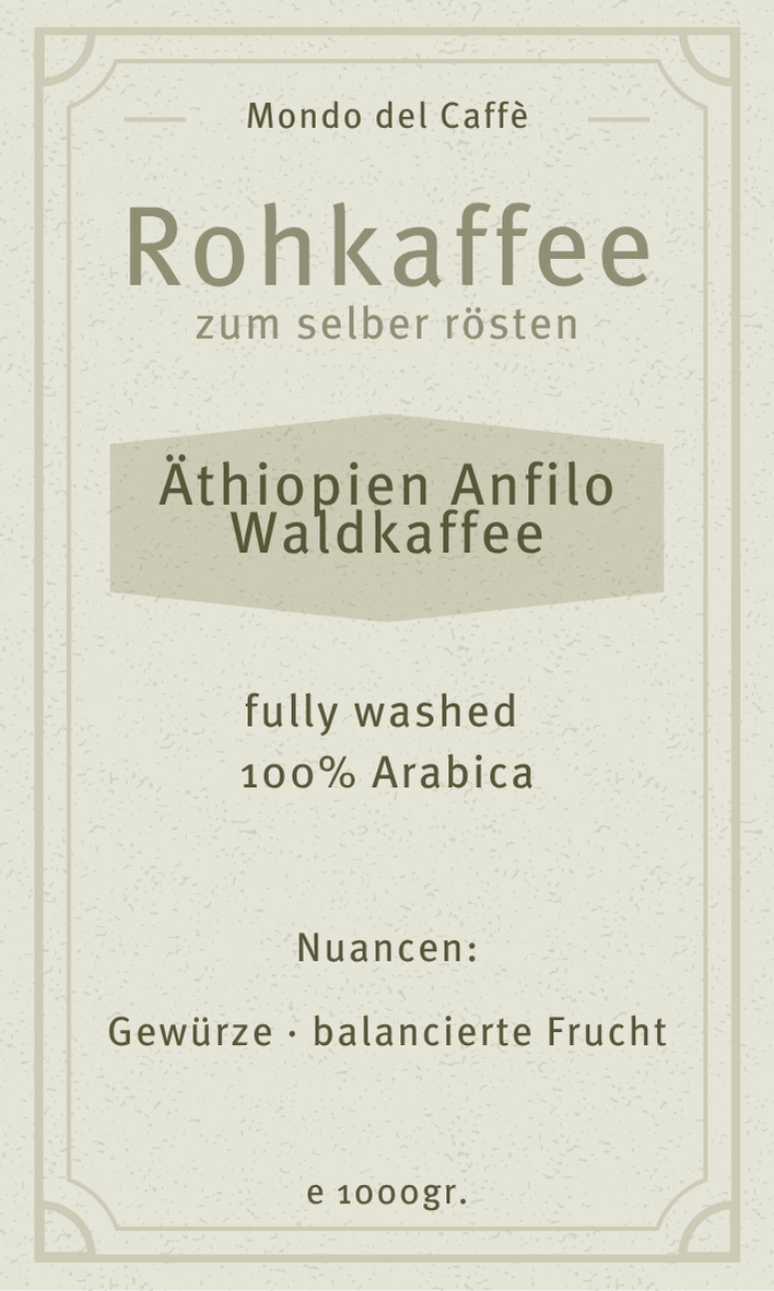 Rohkaffee Äthiopien Anfilo Waldkaffee fully washed Bio