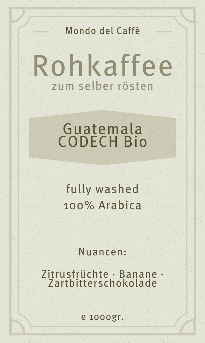 Rohkaffee Guatemala CODECH Bio