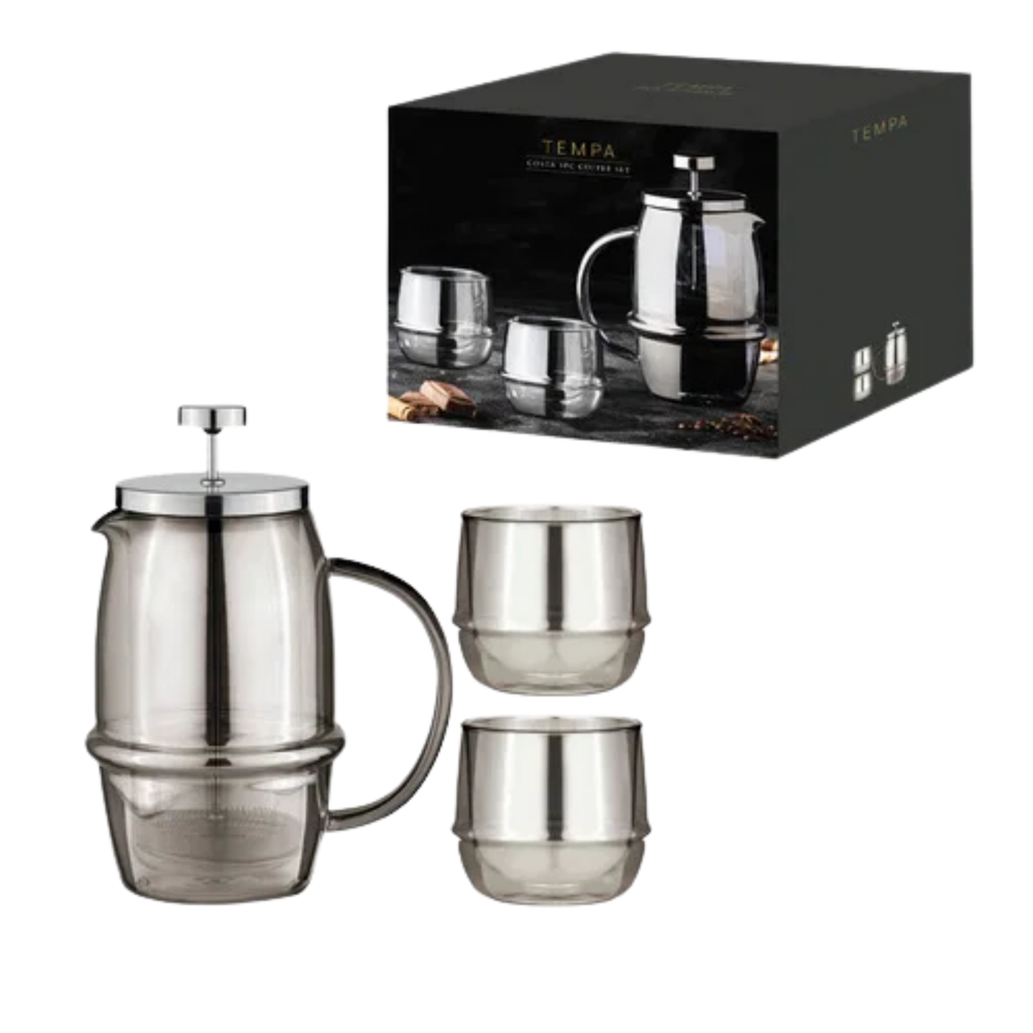 TEMPA Costa Kaffee-Set | French Press & 2 Doppelwandgläser