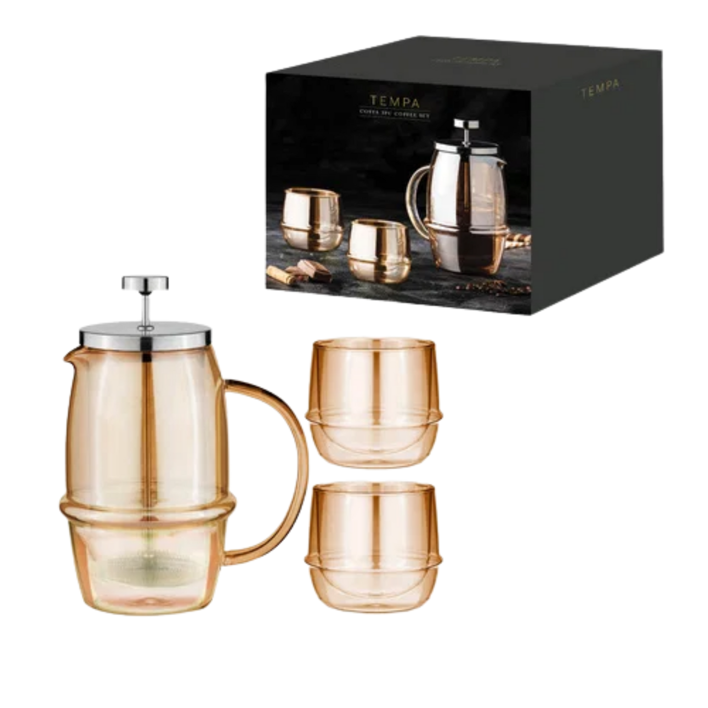 TEMPA Costa Kaffee-Set | French Press & 2 Doppelwandgläser