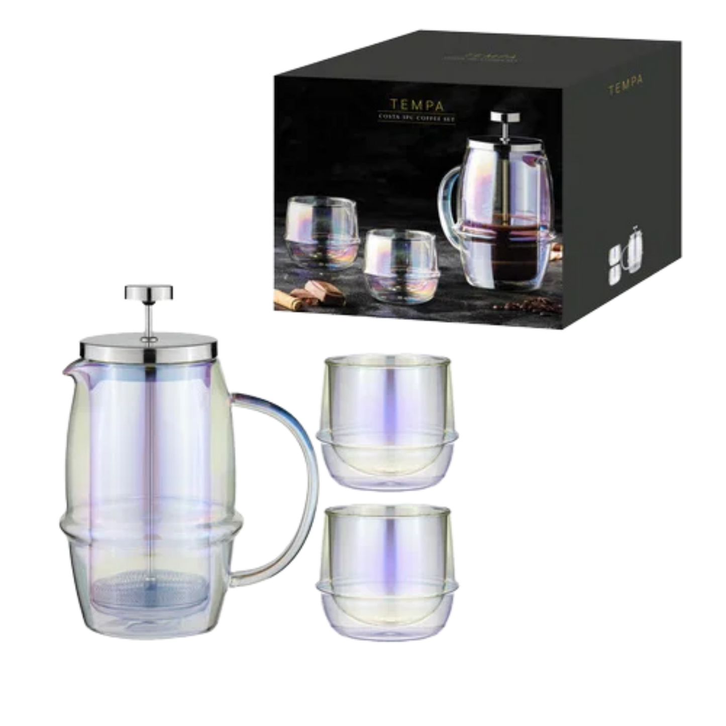 TEMPA Costa Kaffee-Set | French Press & 2 Doppelwandgläser