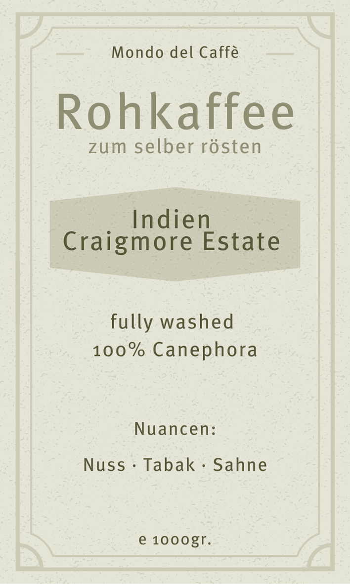Rohkaffee Indien Canephora AB Parchment