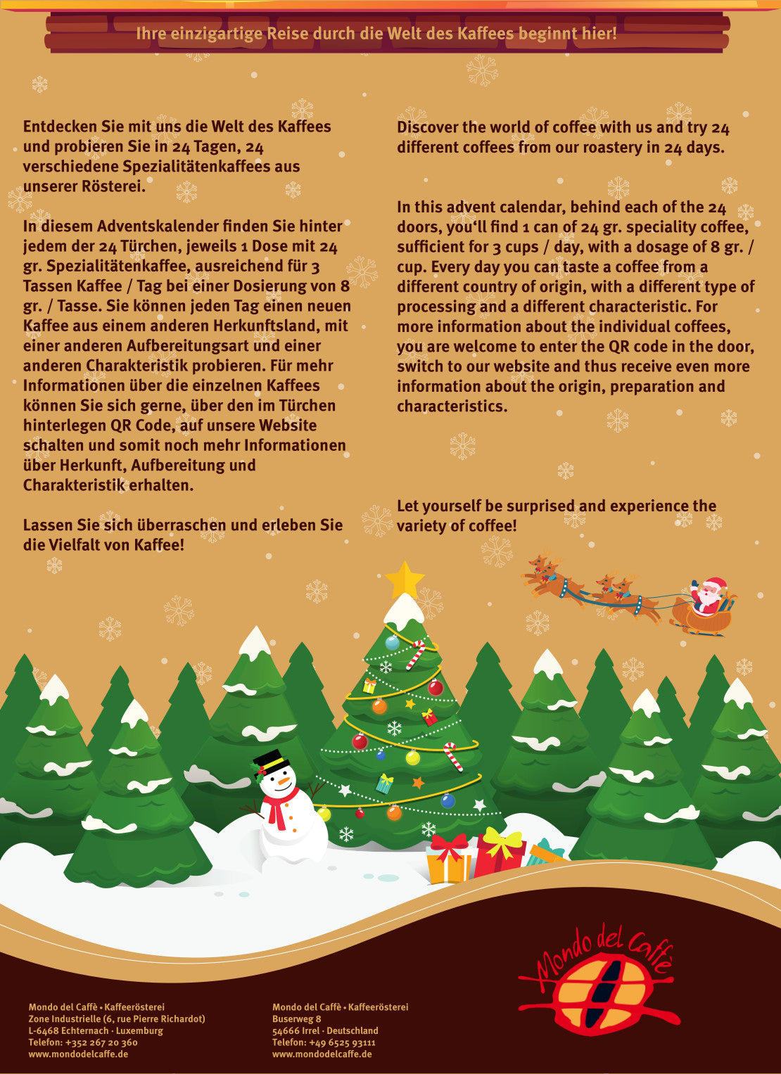 Spezialitätenkaffee Adventskalender 2025